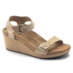 Papillio by Birkenstock Soley Nubuck Sandals 42 Sandcastle Gold Buckle Womens